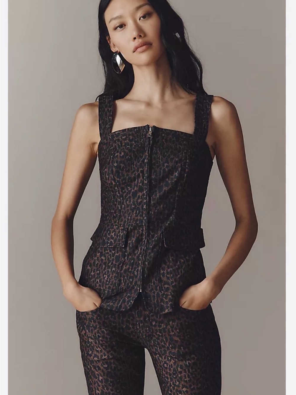 Pilcro by Anthropologie Zip Front Square Neck Tank.